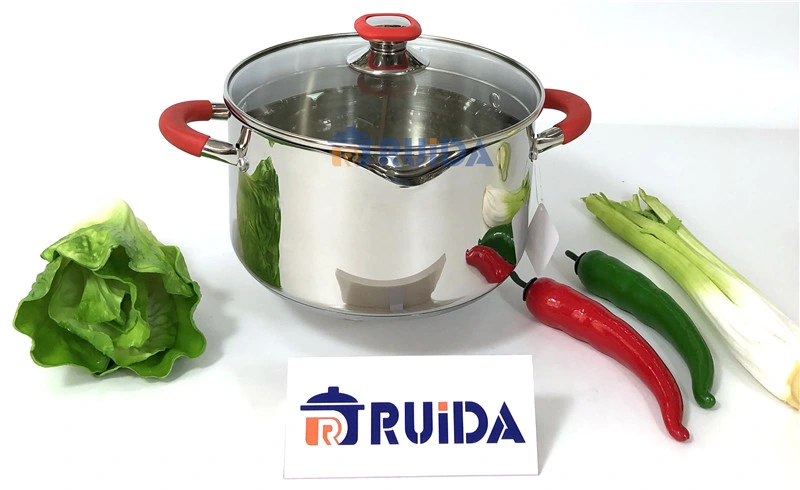 New Design, Stainless Steel Cookware with Big Spout Lips, Hollow Handles with Silicon Design Kitchen Utensils